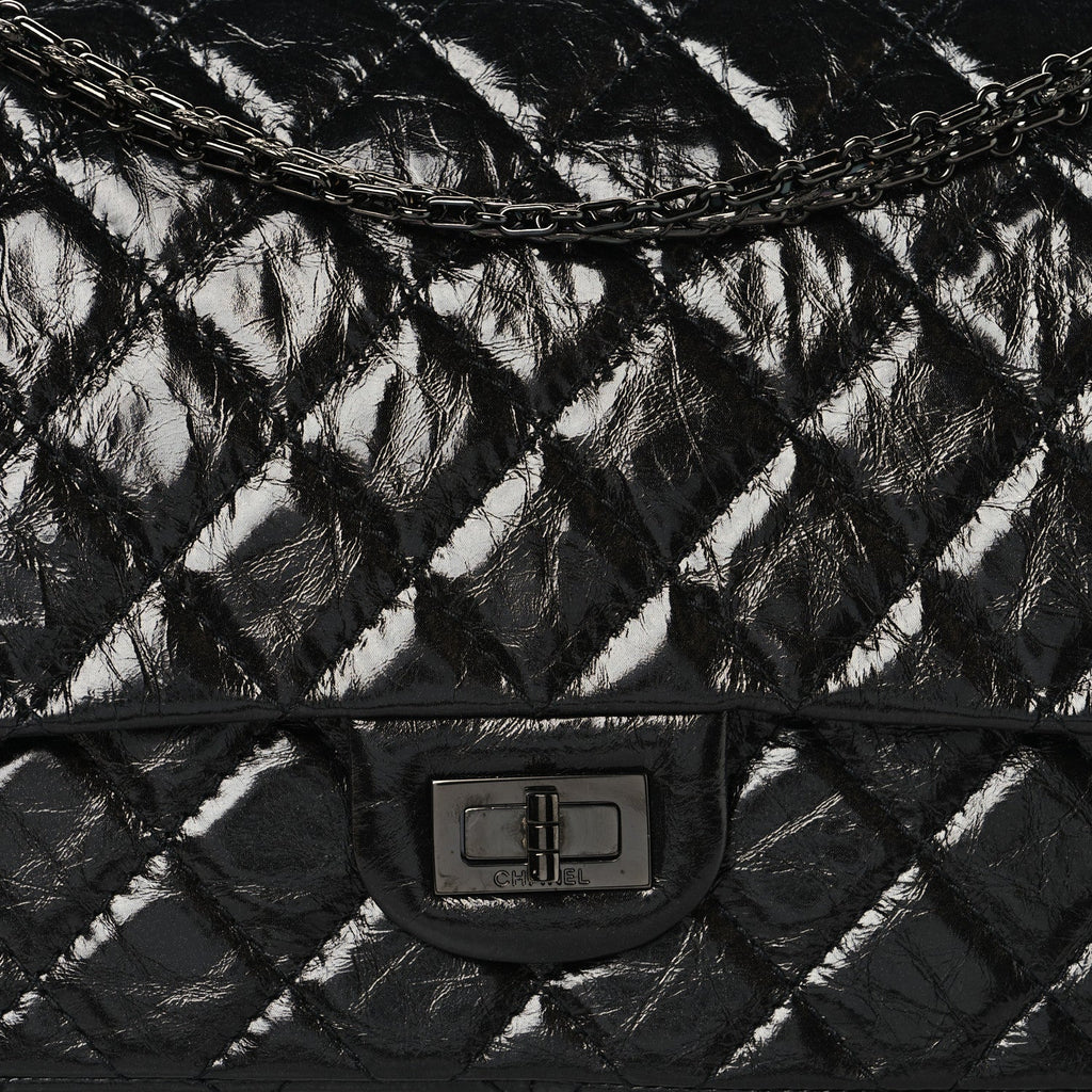 Glazed Calfskin Quilted 2.55 Reissue 226 Flap So Black