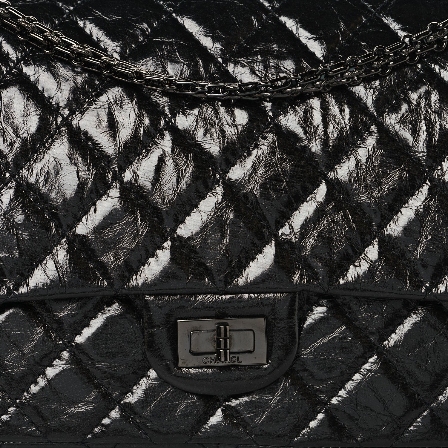 Glazed Calfskin Quilted 2.55 Reissue 226 Flap So Black