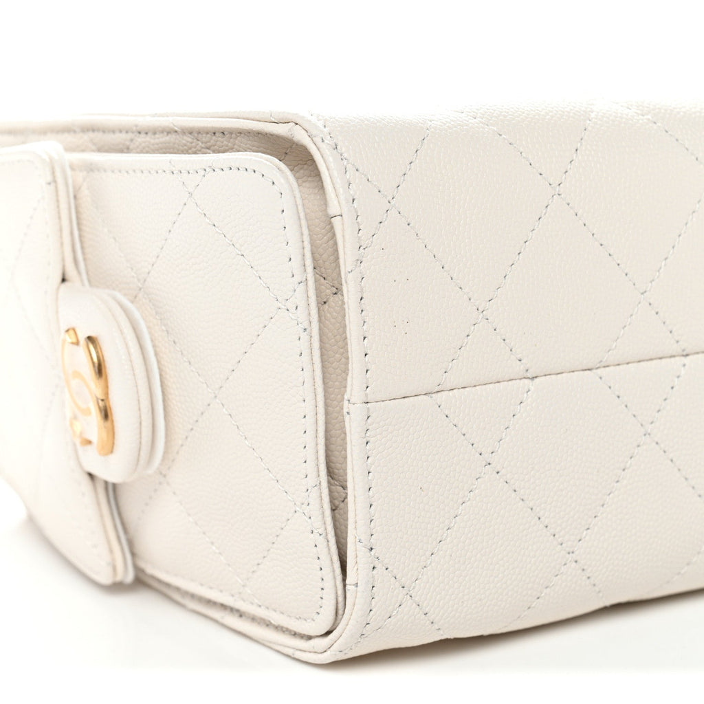 Caviar Quilted Mini Chanel 25 Handbag White