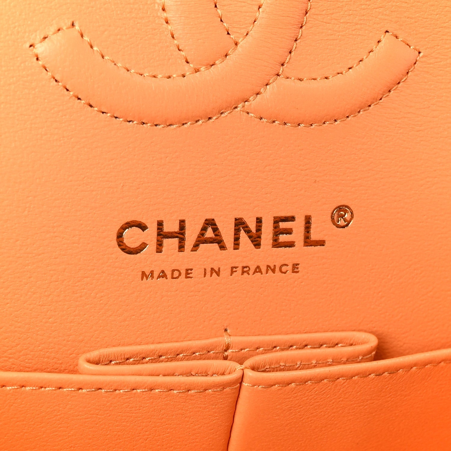 Caviar Quilted Rainbow CC Small Double Flap Orange