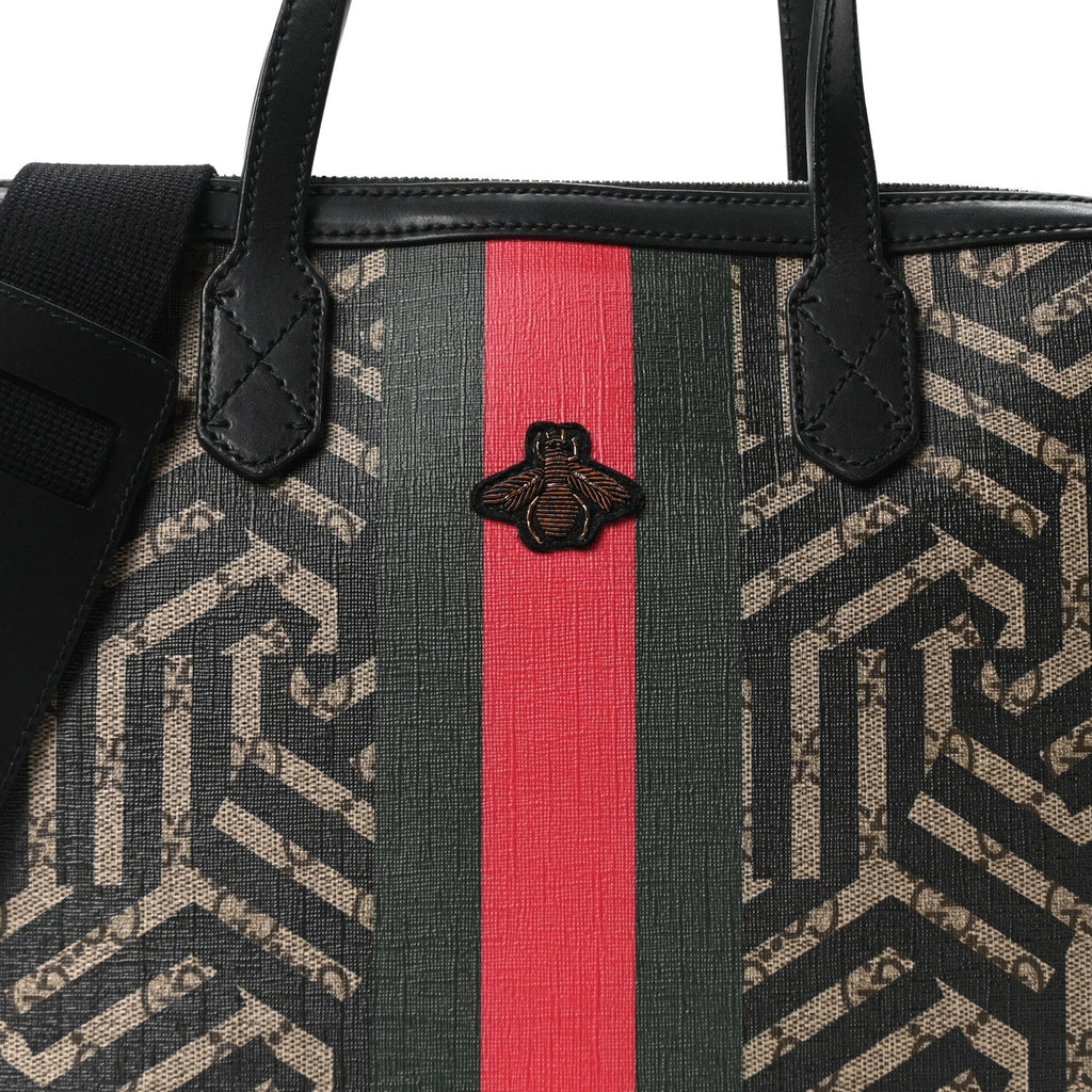 GG Supreme Monogram Caleido Web Briefcase Black