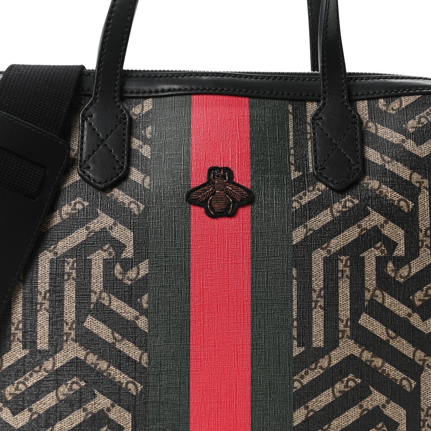 GG Supreme Monogram Caleido Web Briefcase Black