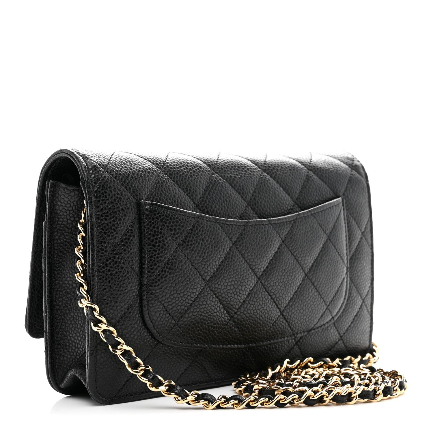 Caviar Quilted Wallet on Chain WOC Black