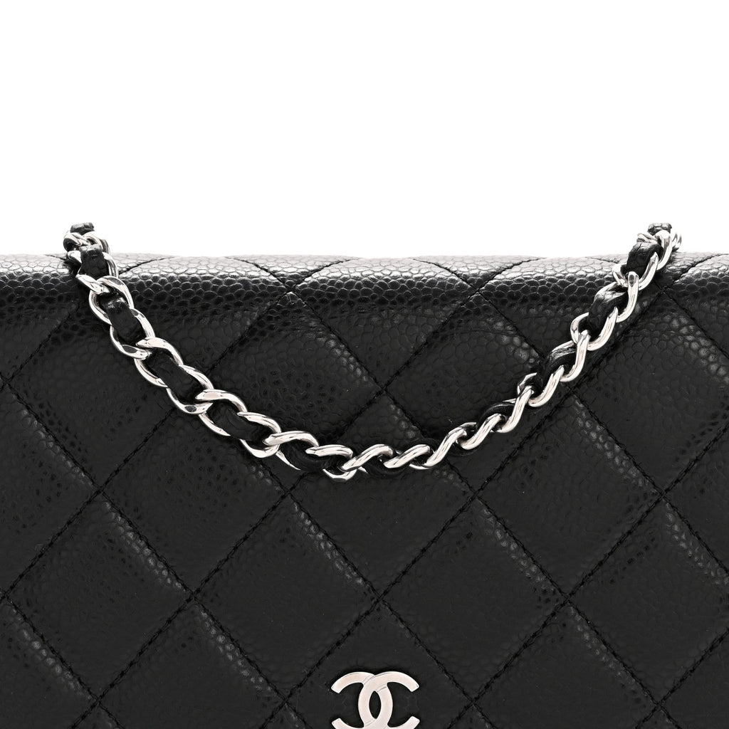 Caviar Quilted Wallet on Chain WOC Black