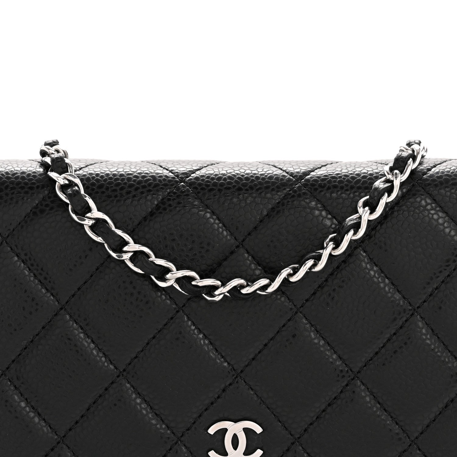 Caviar Quilted Wallet on Chain WOC Black