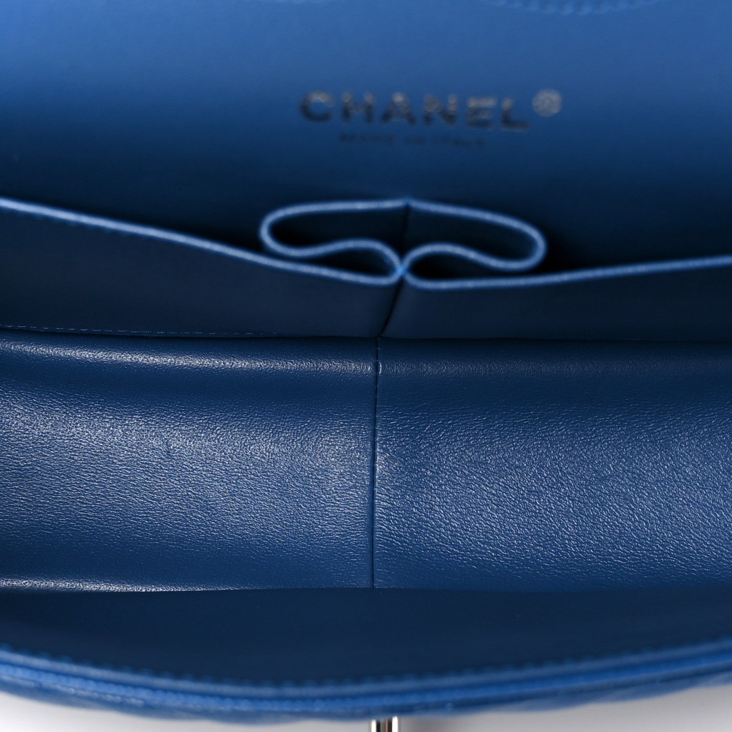 Caviar Chevron Quilted Jumbo Double Flap Blue