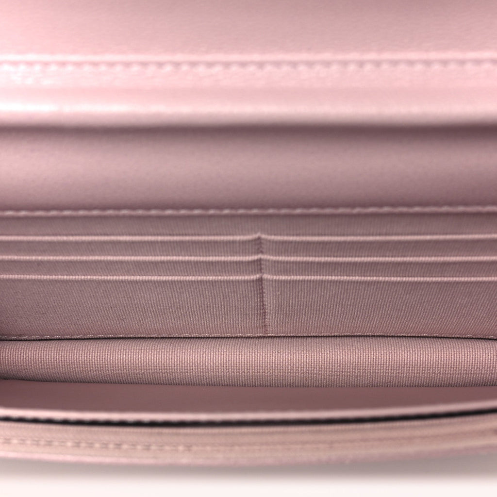 Caviar Quilted Studded CC Wallet on Chain WOC Light Pink