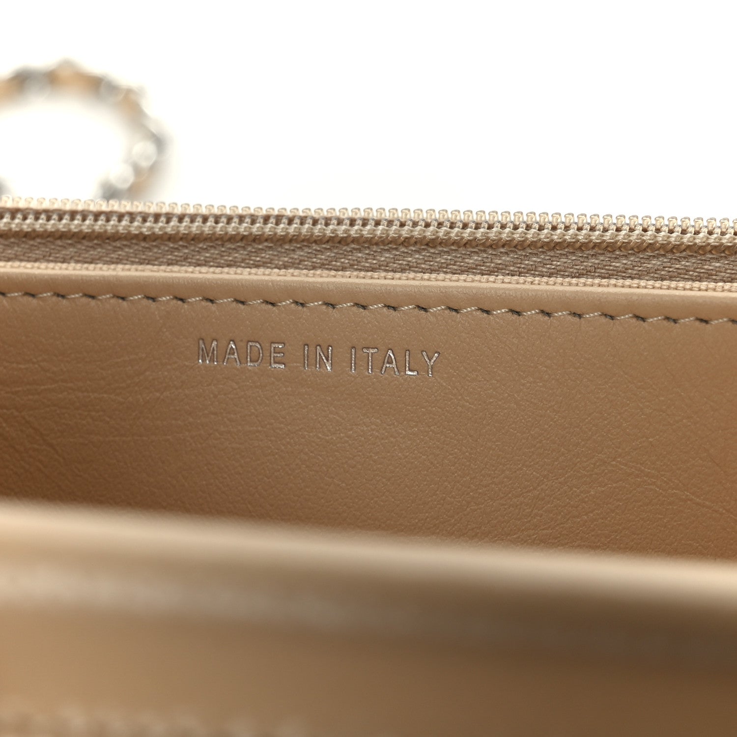 Caviar Quilted Wallet on Chain WOC Beige