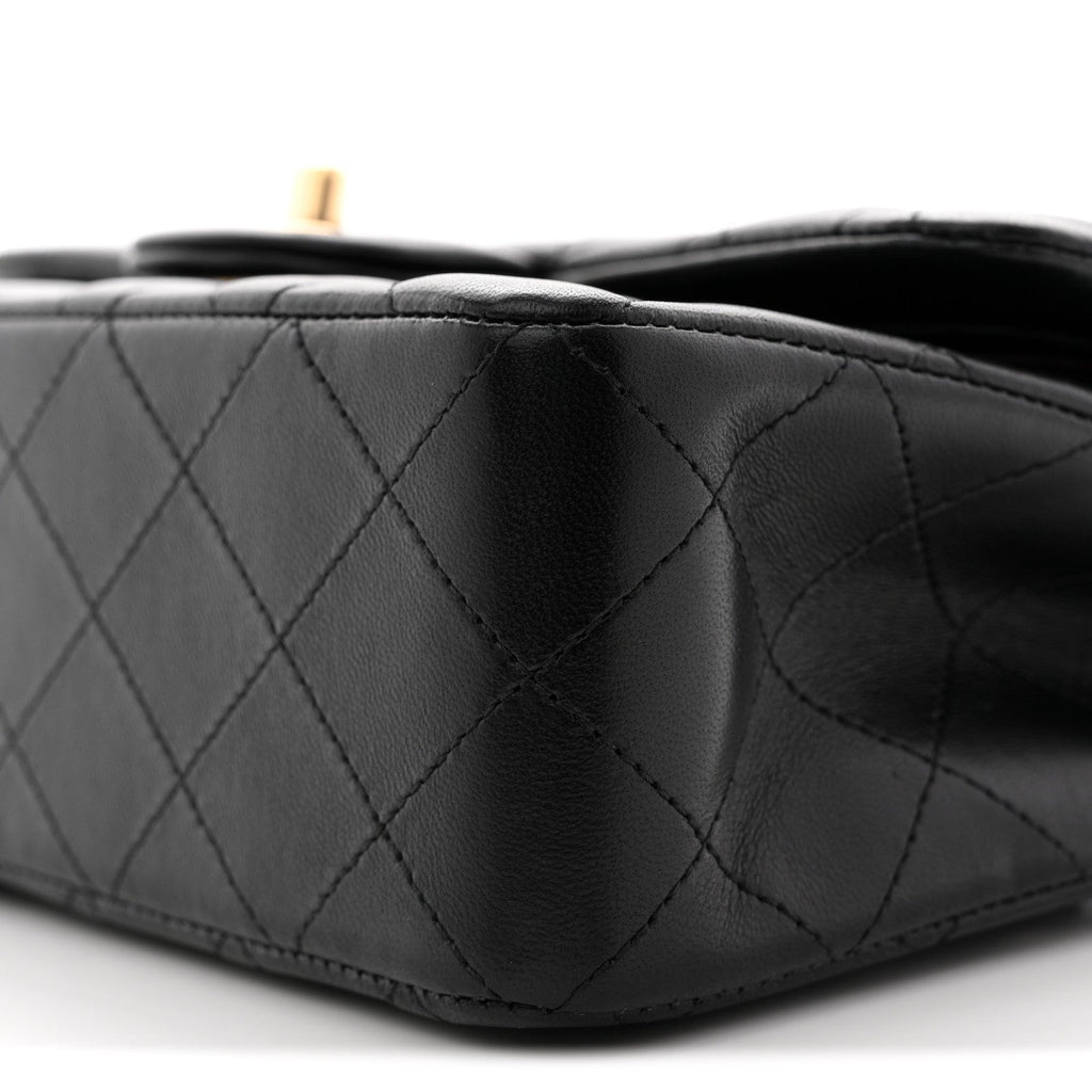 Lambskin Quilted Small Double Flap Black