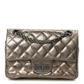 Aged Calfskin Quilted 2.55 Reissue Mini Flap Dark Silver