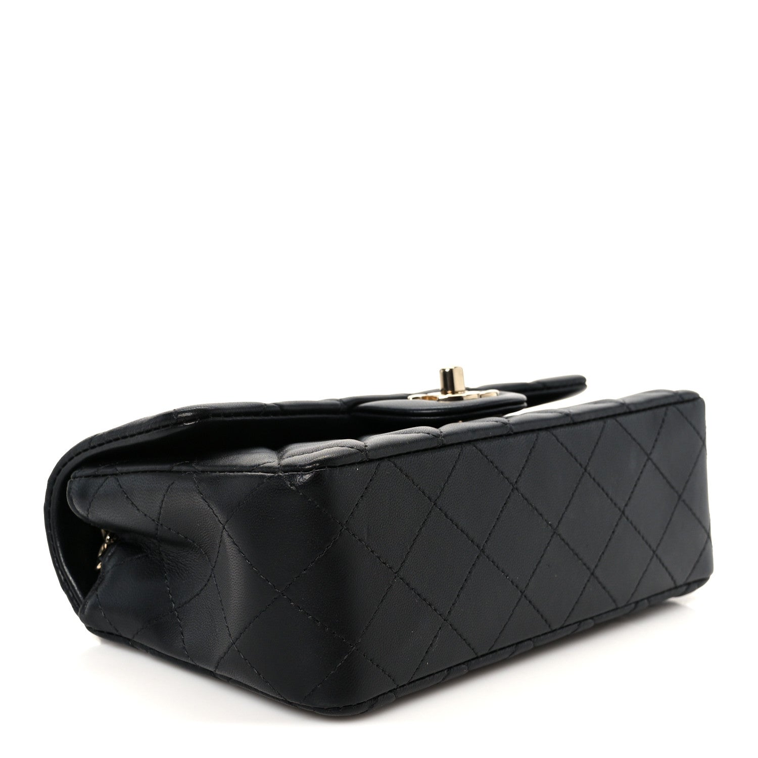 Lambskin Quilted Mini Rectangular Flap Black