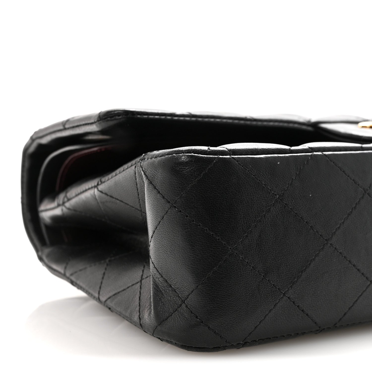 Lambskin Quilted Medium Double Flap Black