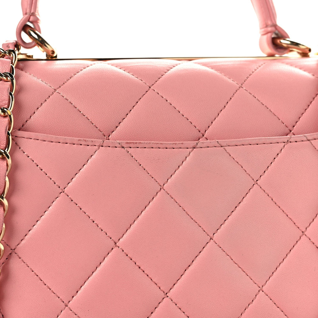 Lambskin Quilted Medium Trendy CC Flap Dual Handle Bag Pink