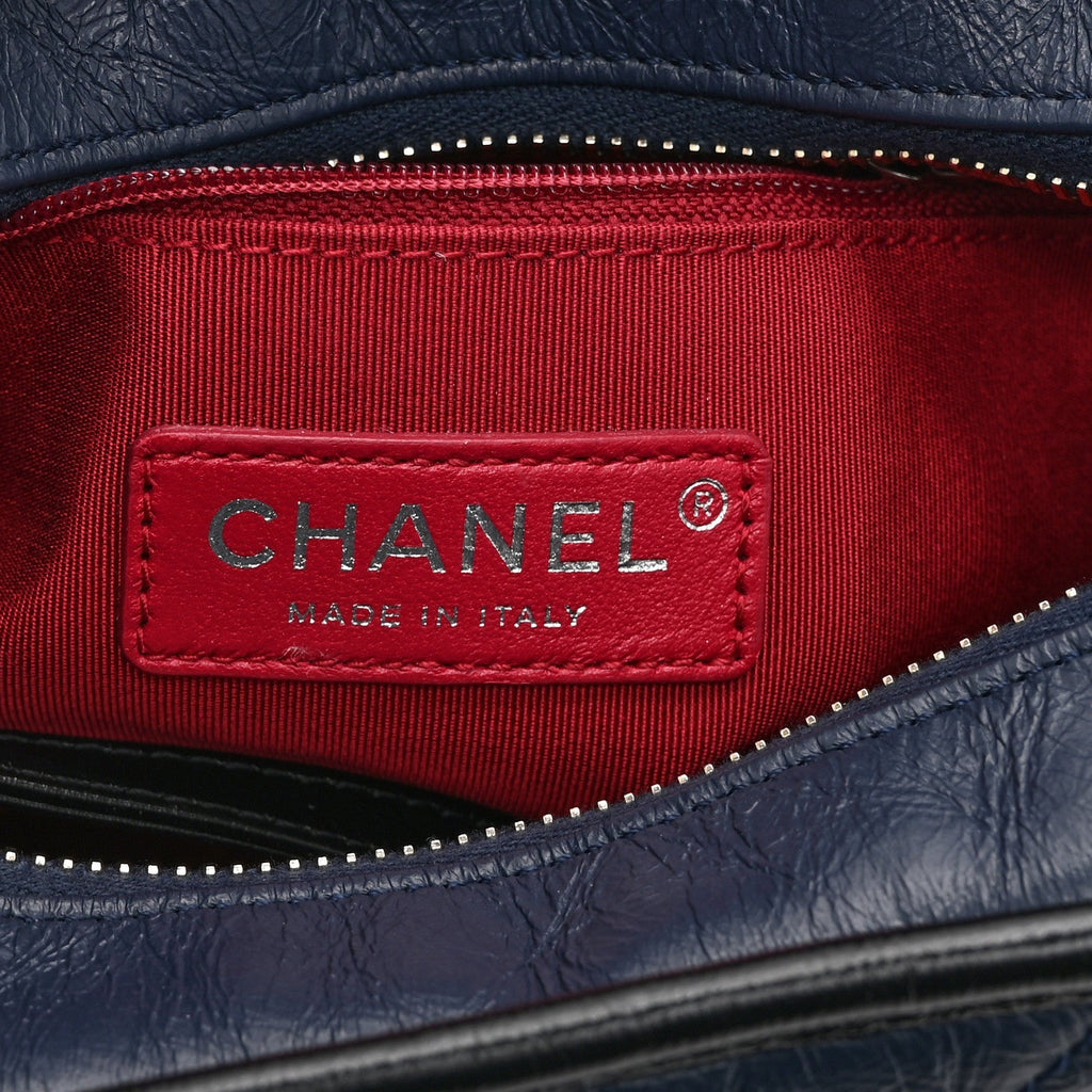 Aged Calfskin Quilted Small Gabrielle Hobo Navy Black