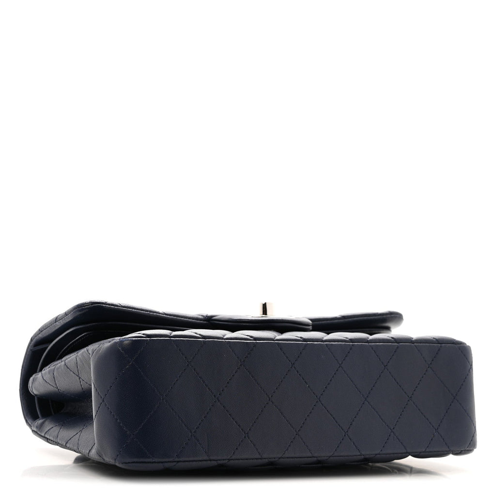 Lambskin Quilted Small Double Flap Blue