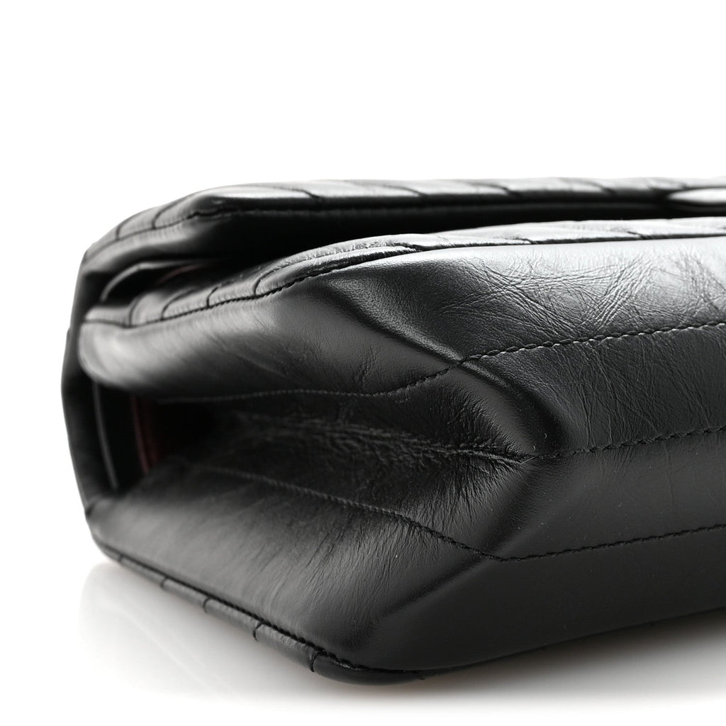 Aged Calfskin Chevron Quilted 2.55 Reissue 225 Flap So Black