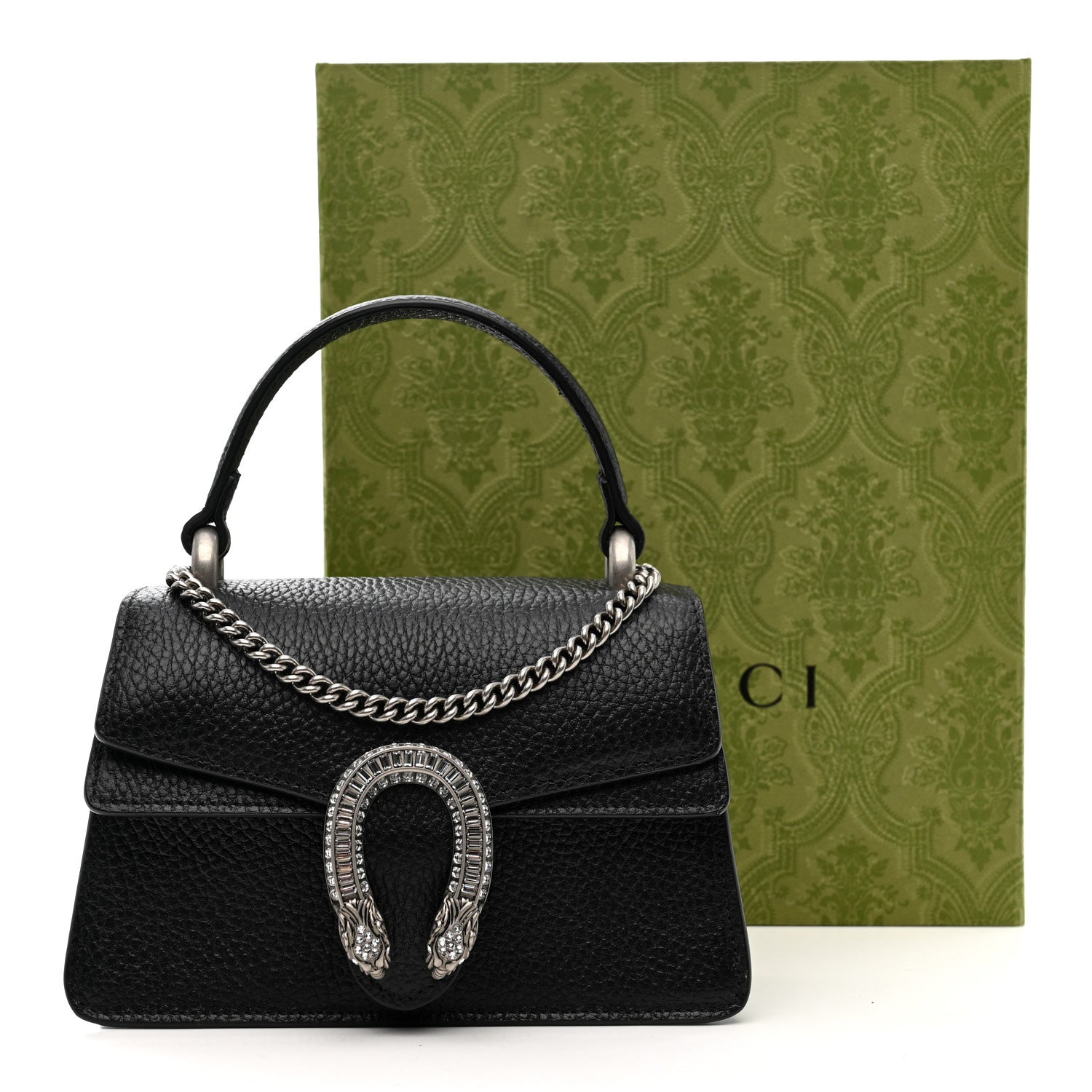 Dollar Calfskin Crystal Mini Dionysus Top Handle Bag Black Crystal