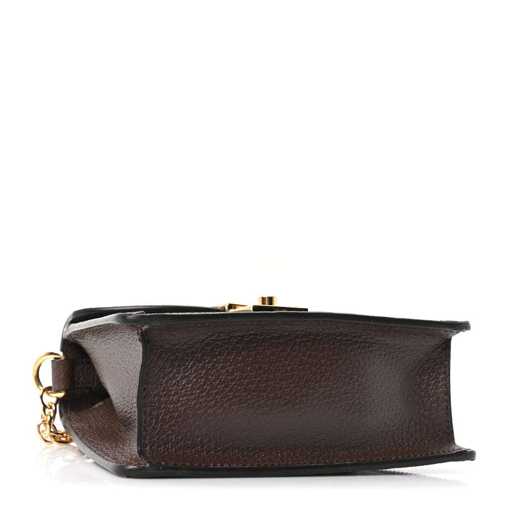 GG Supreme Monogram Textured Dollar Calfskin Web Mini Ophidia Padlock Top Handle Chain Shoulder Bag Beige Ebony New Acero