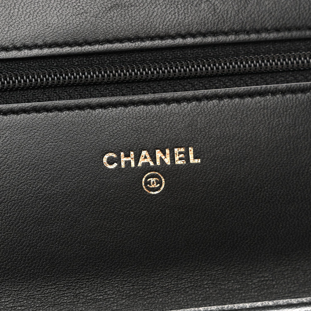 Lambskin Quilted Boy Wallet On Chain WOC Black