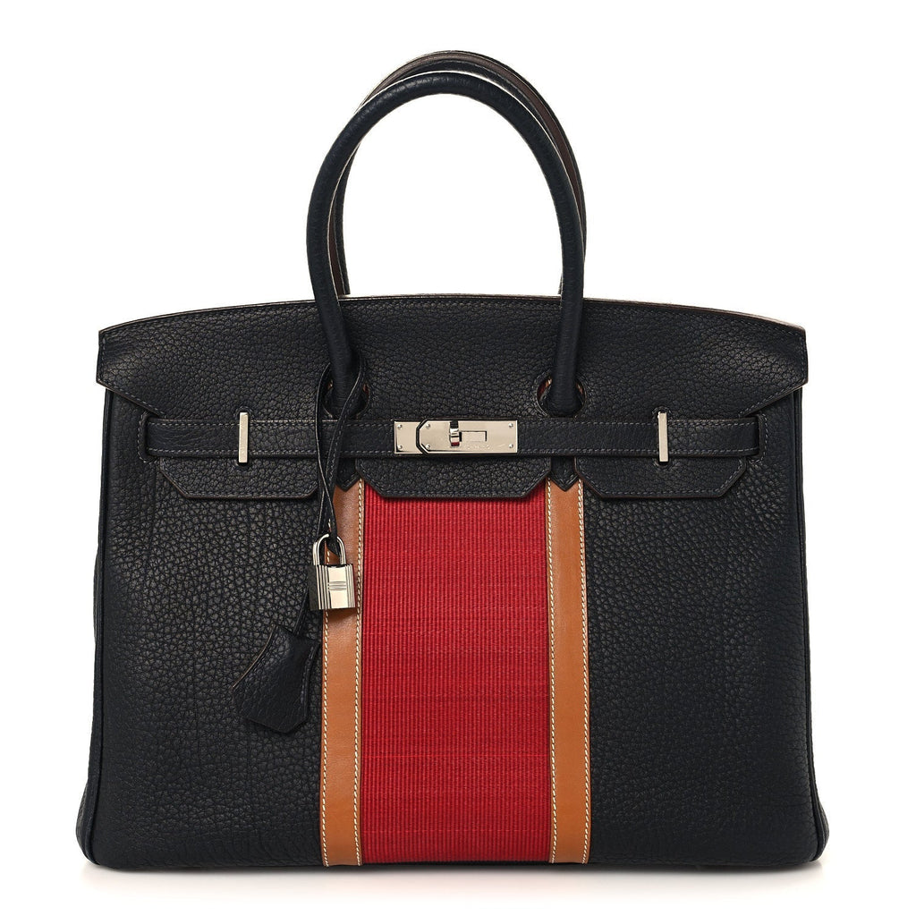 Fjord Barenia Crinoline Club Birkin 35 Bleu Indigo Fauve Rouge
