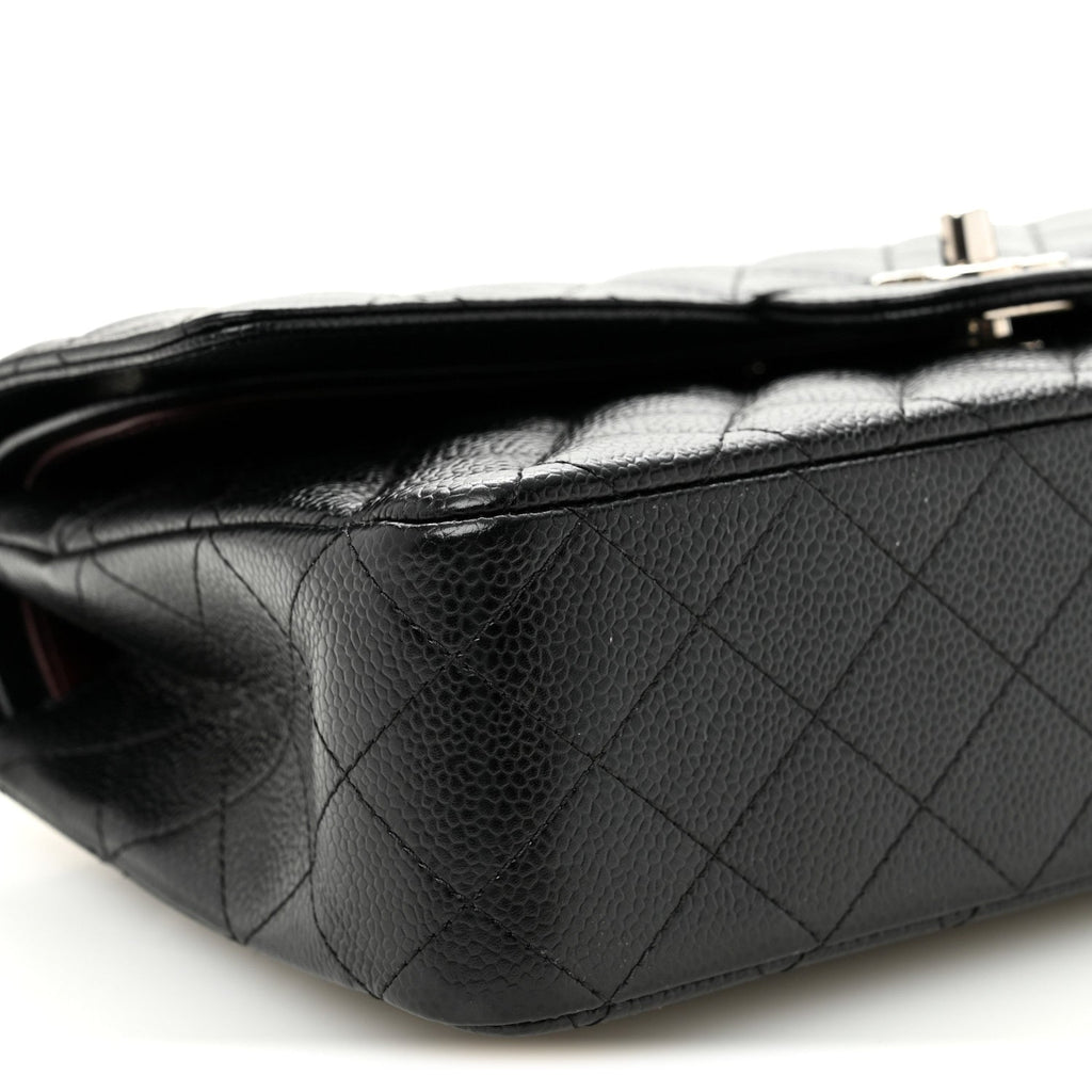 Caviar Quilted Medium Double Flap Black