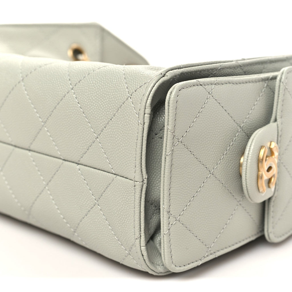 Caviar Quilted Mini Chanel 25 Handbag Light Green