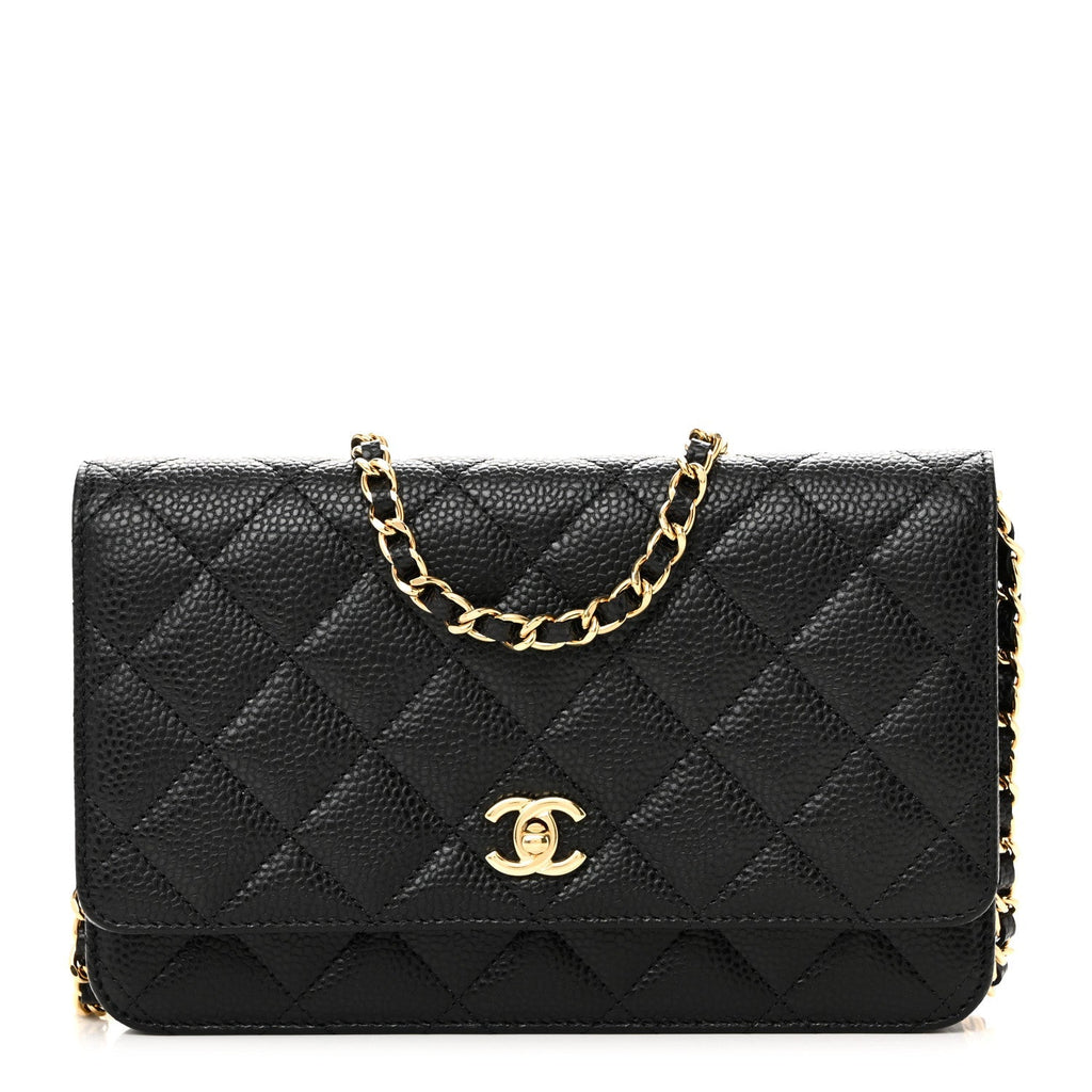 Caviar Quilted CC Turnlock Wallet On Chain WOC Black