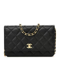 Caviar Quilted CC Turnlock Wallet On Chain WOC Black