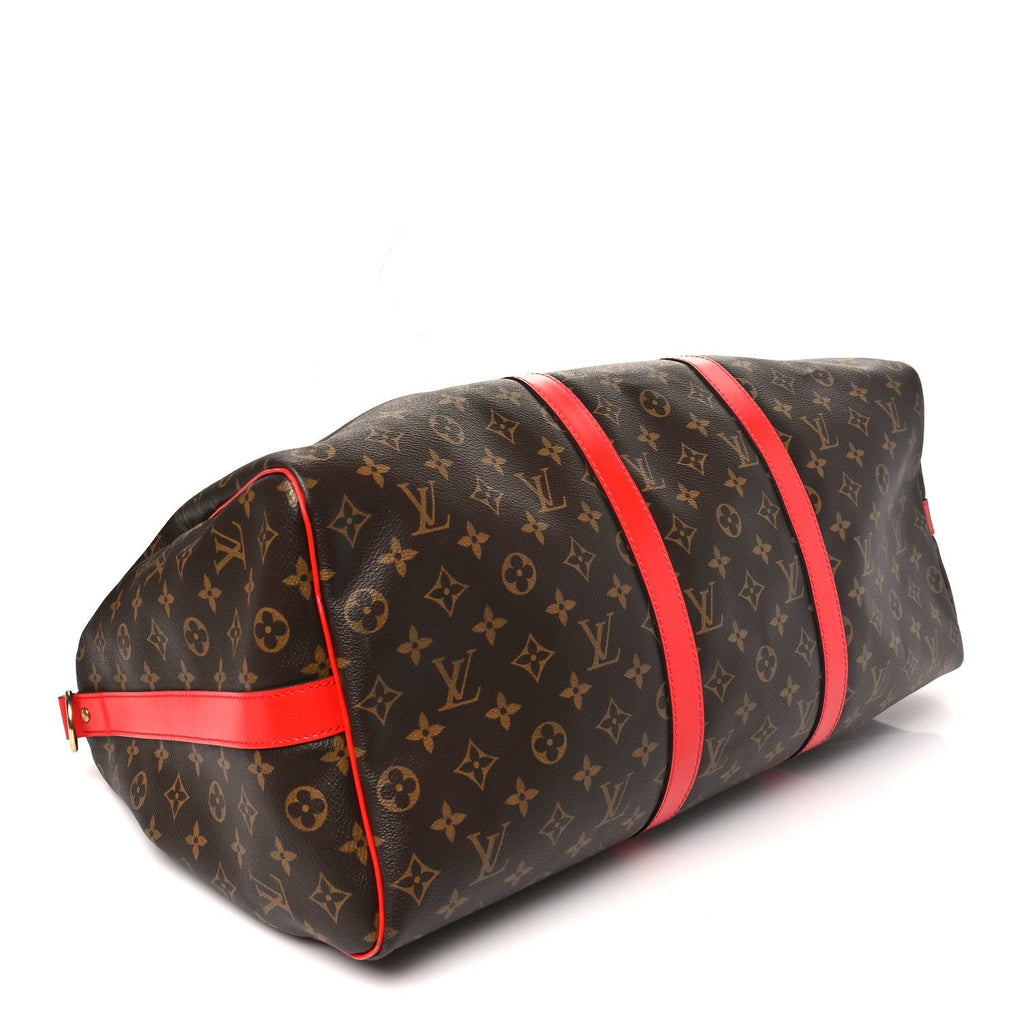 Calfskin Monogram Keepall Bandouliere 50 Coquelicot