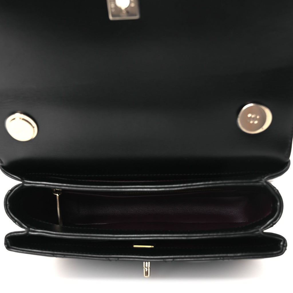 Lambskin Quilted Small Trendy CC Dual Handle Flap Bag Black