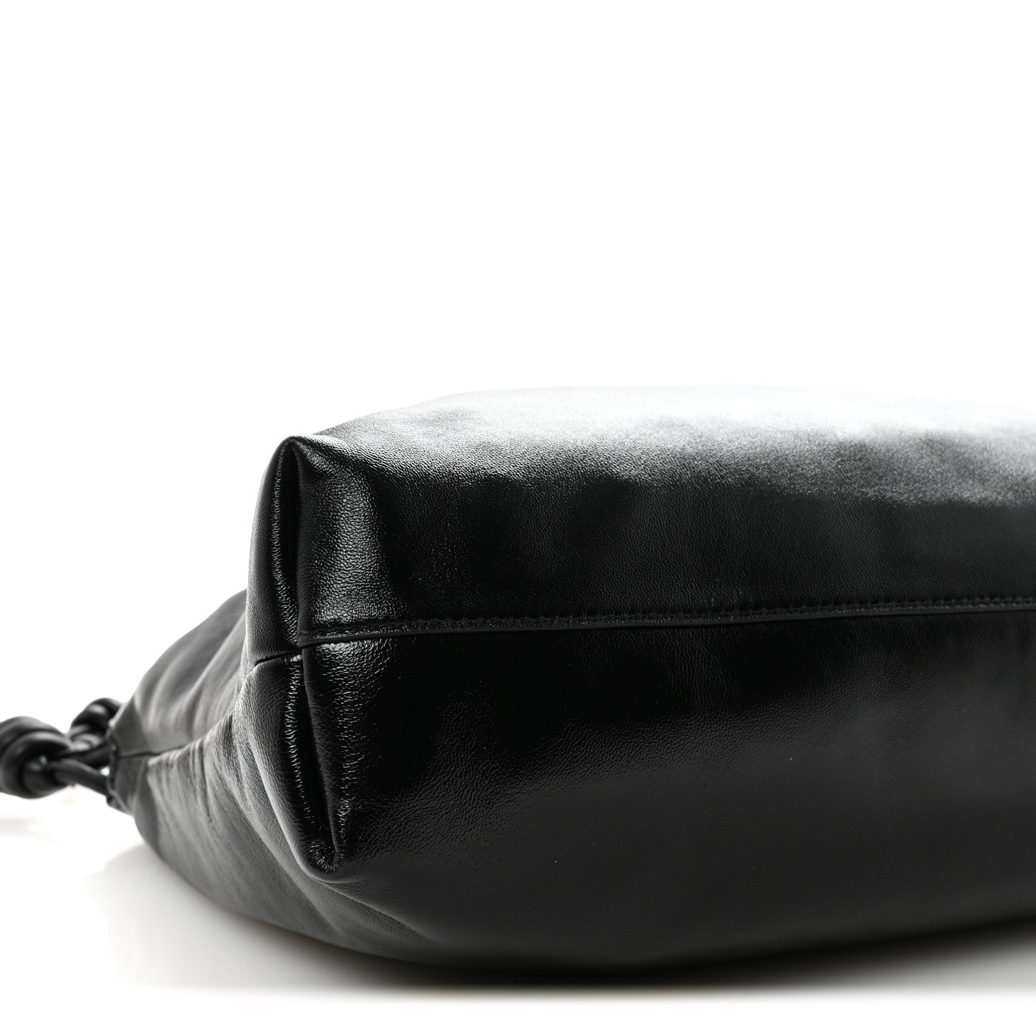 Patent Lambskin Donut Chain Large Flamenco Knot Clutch Black