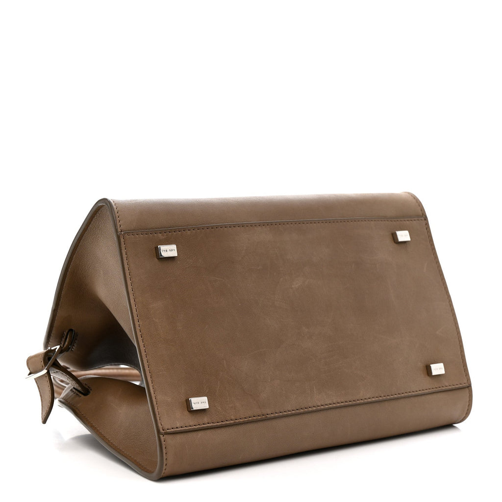 Polished Saddle Calfskin Soft Margaux 10 Bag Mouse Grey