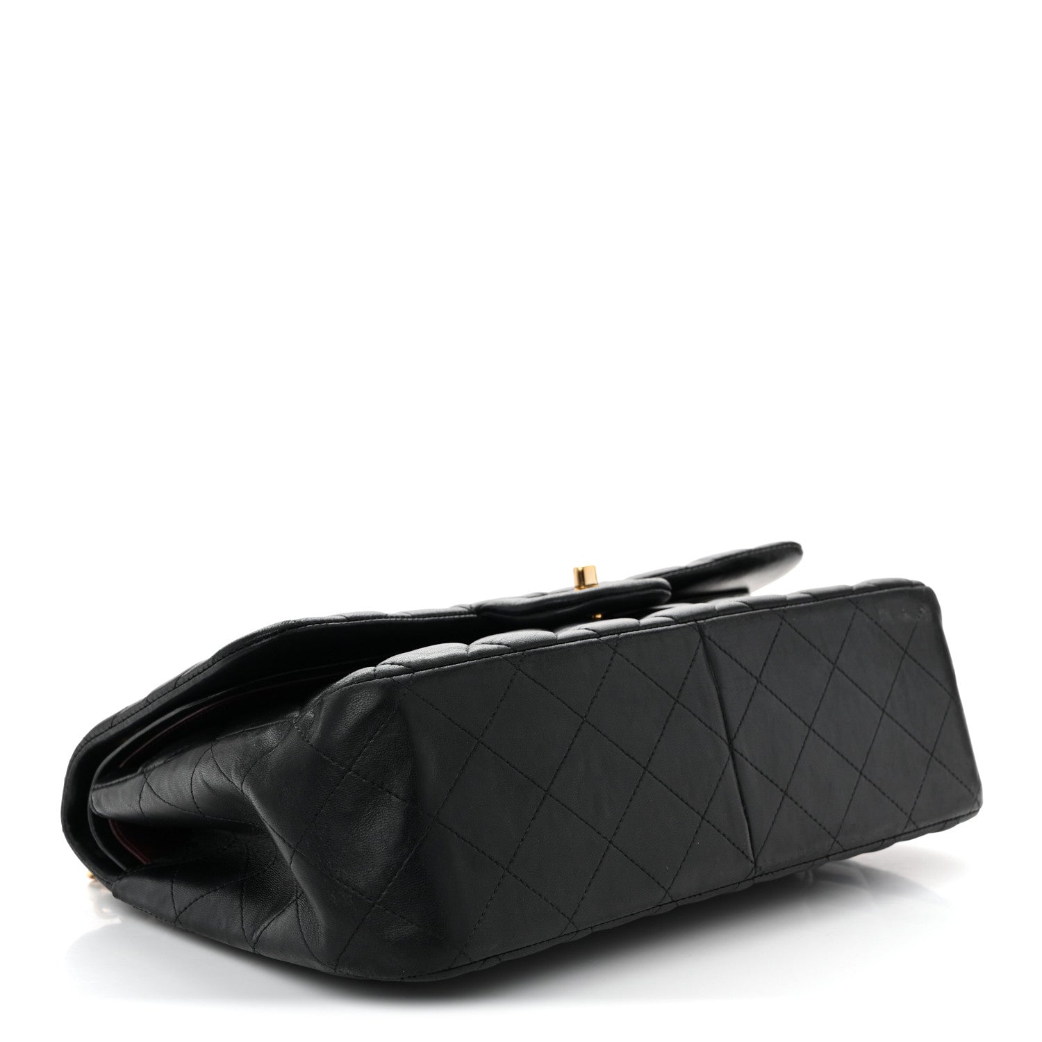 Lambskin Quilted Jumbo Double Flap Black