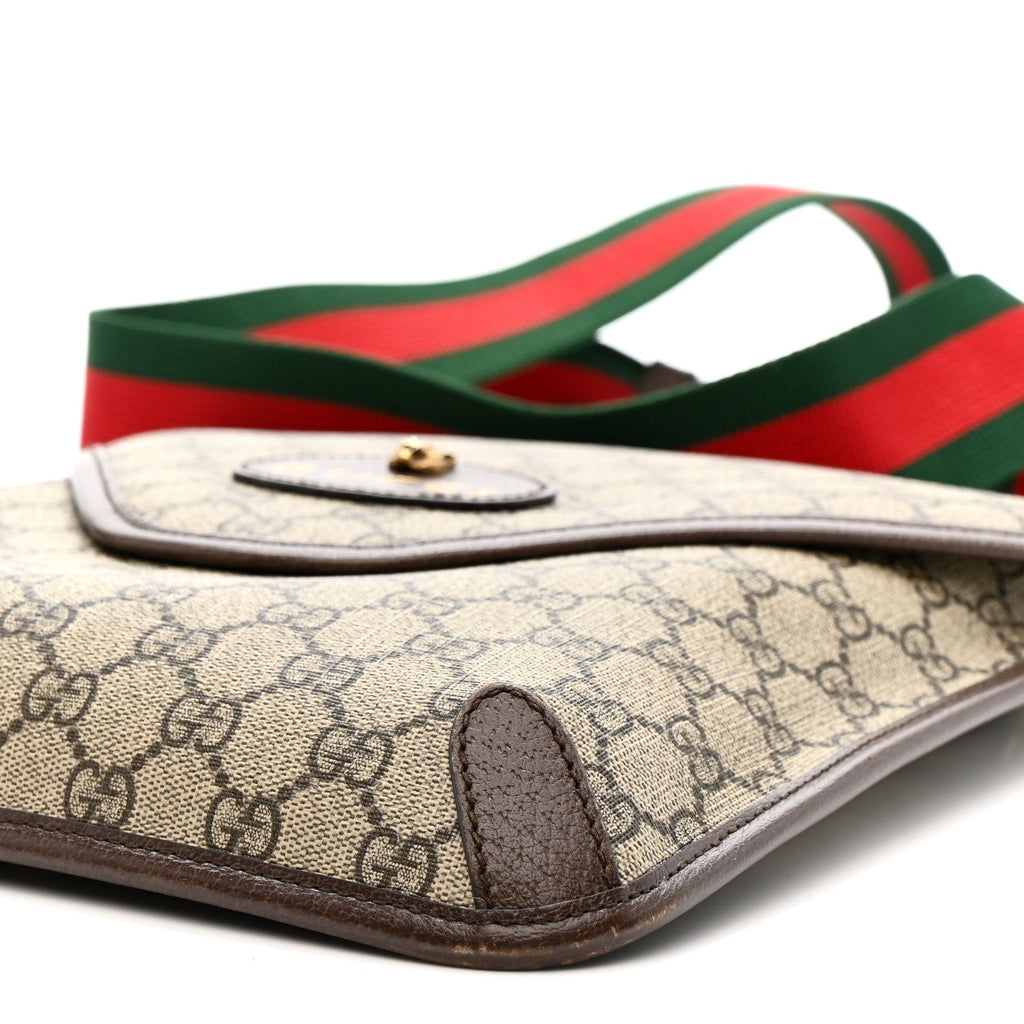 GG Supreme Monogram Web Medium Neo Vintage Flap Messenger Bag Beige New Acero