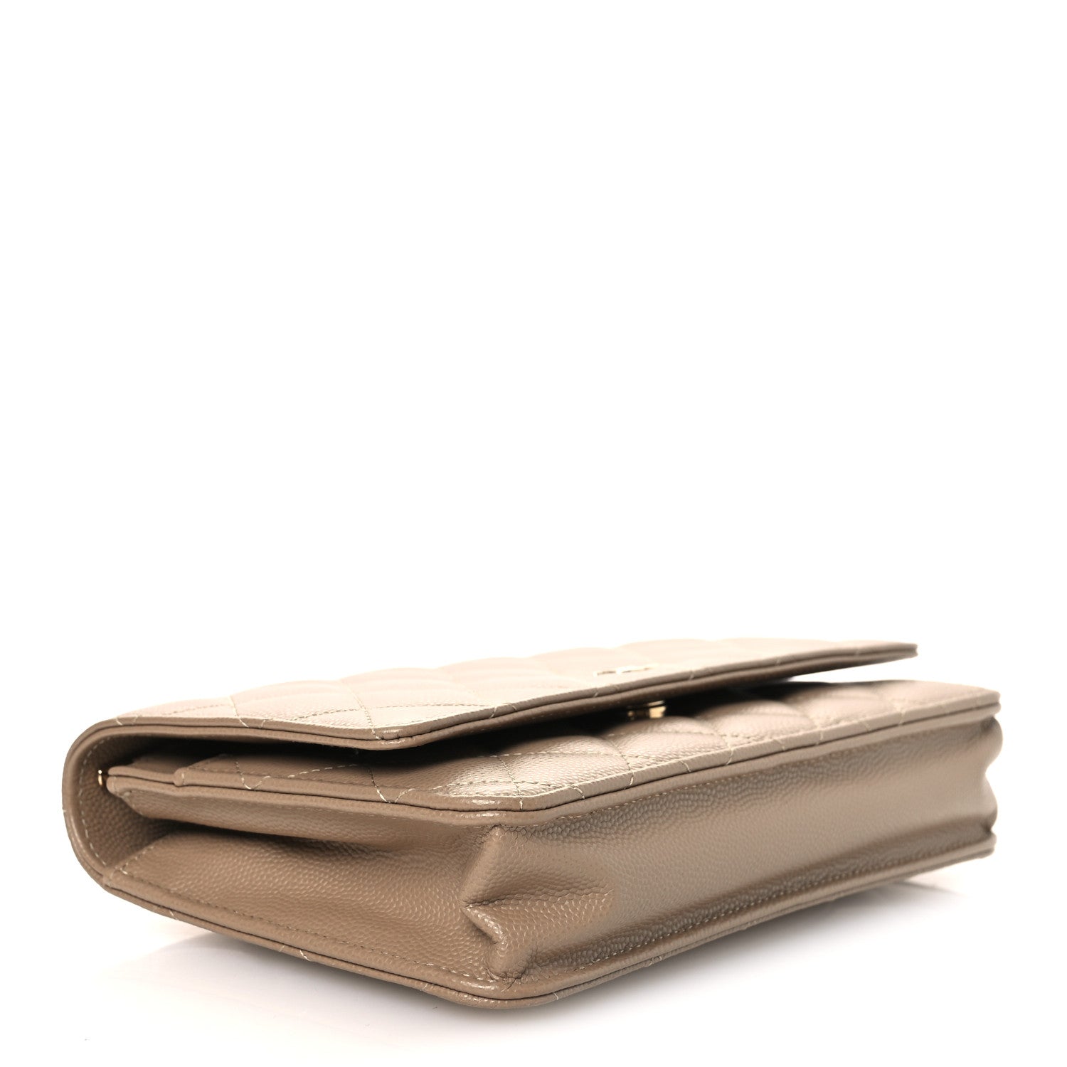 Caviar Quilted Wallet on Chain WOC Dark Beige
