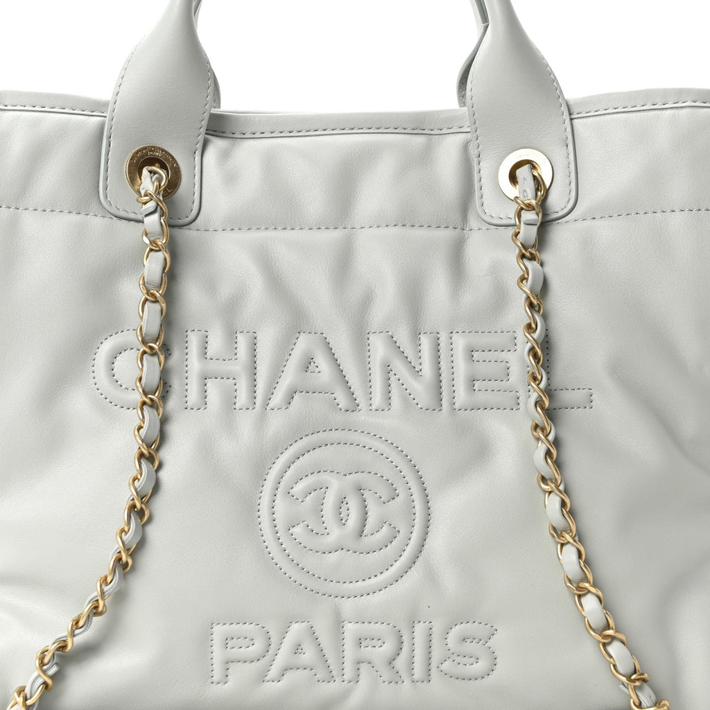 Calfskin Small Deauville Tote Light Grey
