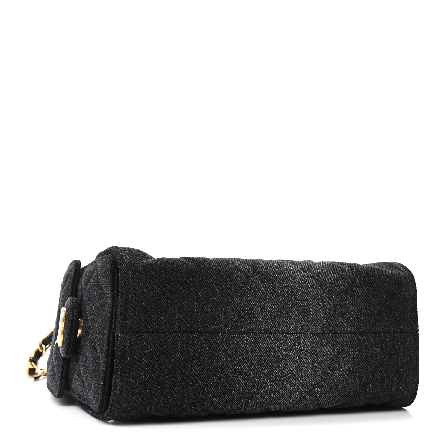 Washed Denim Quilted Mini Chanel 25 Handbag Black