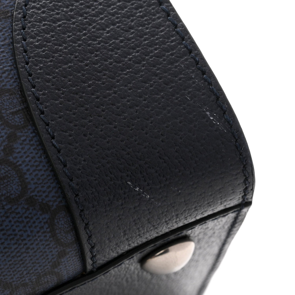 GG Supreme Monogram Textured Dollar Calfskin Large Ophidia Tote Bag Black Blue