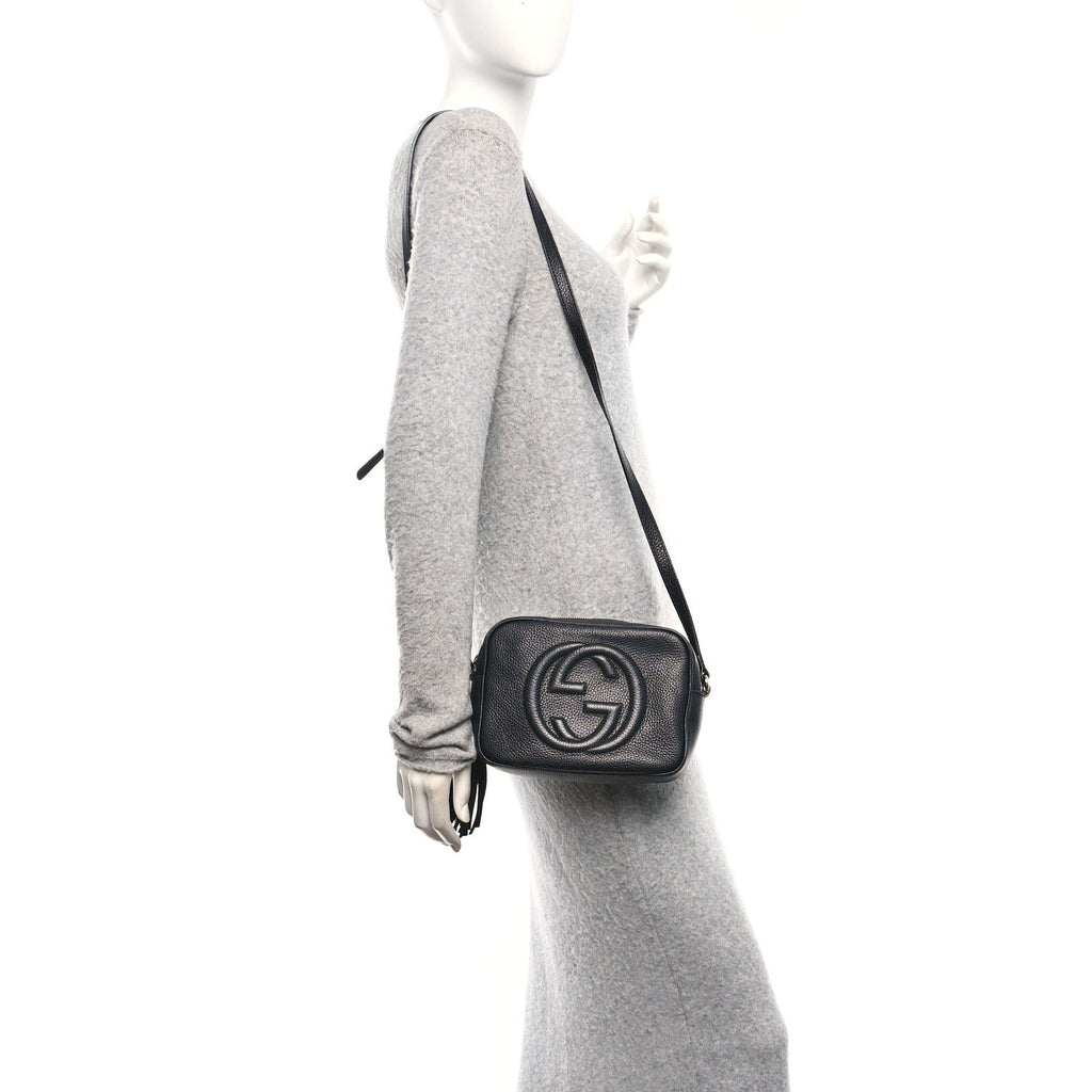 Pebbled Calfskin Small Soho Disco Bag Black