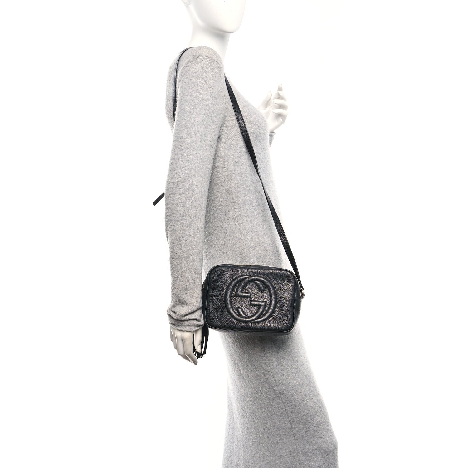 Pebbled Calfskin Small Soho Disco Bag Black