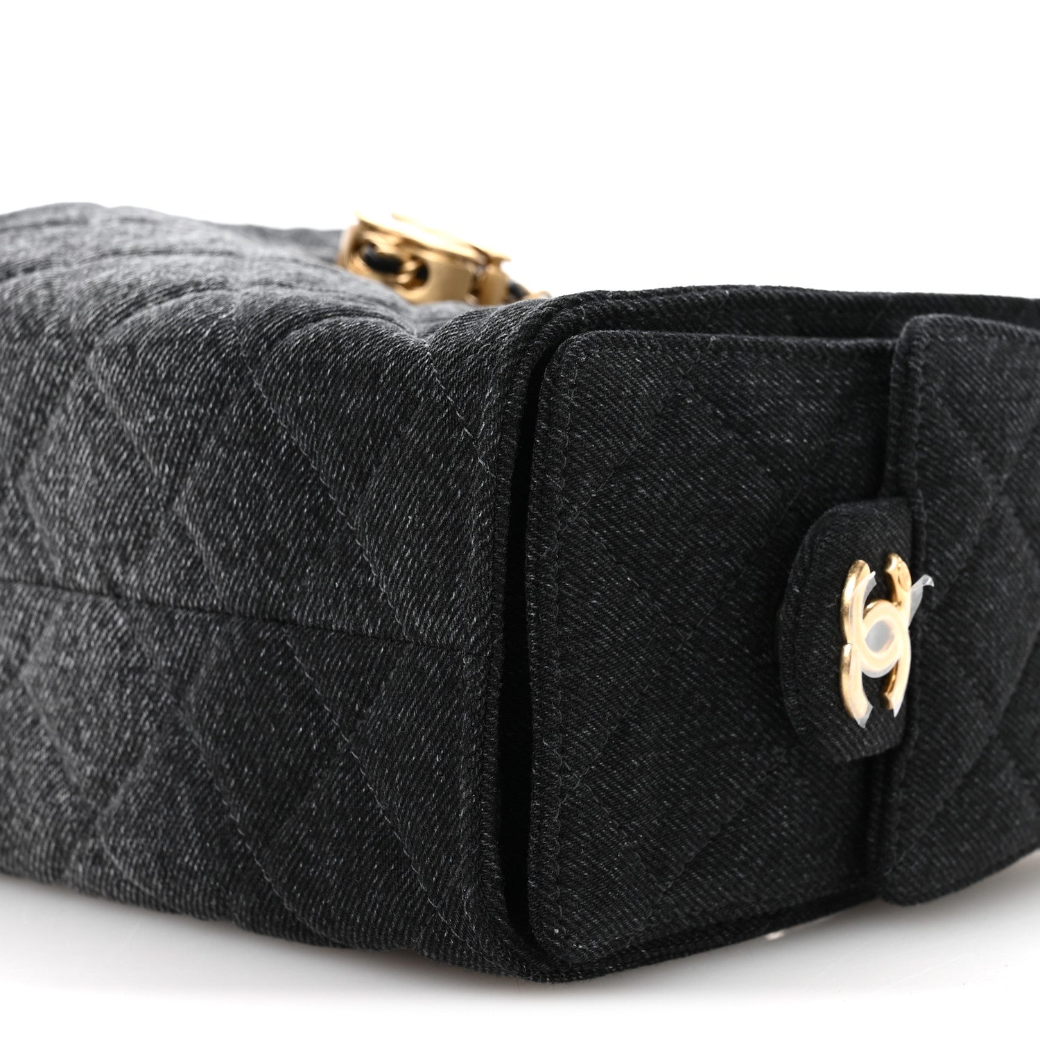 Washed Denim Quilted Mini Chanel 25 Handbag Black