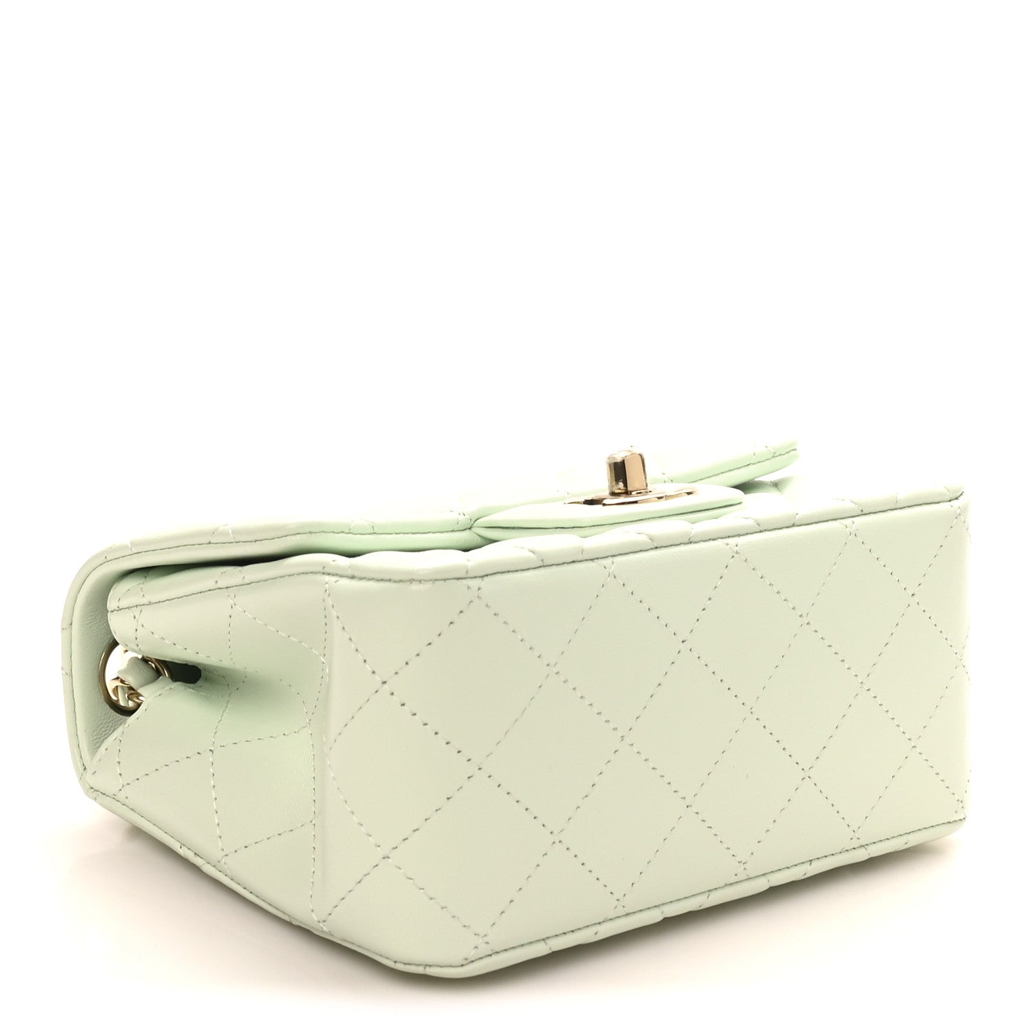 Lambskin Quilted Mini Square Flap Light Green