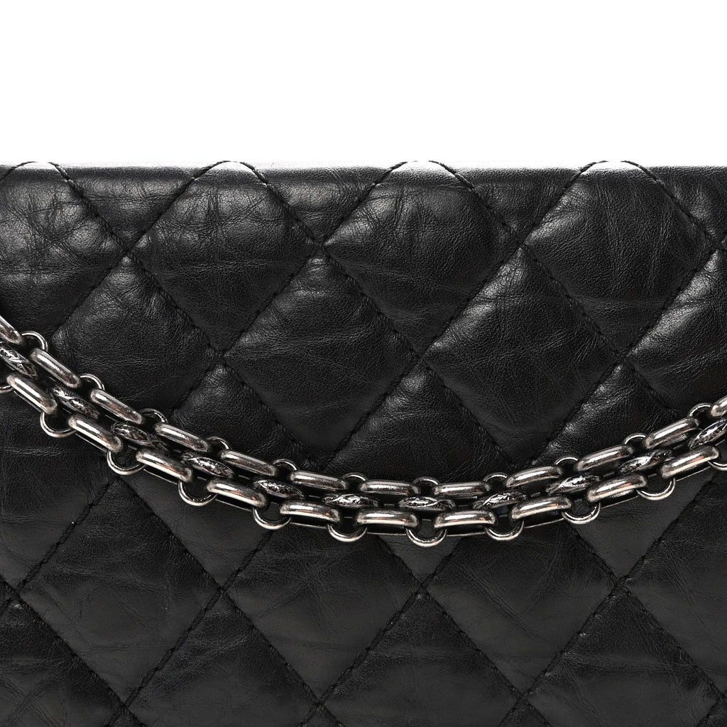 Aged Calfskin Quilted 2.55 Reissue 225 Flap Black