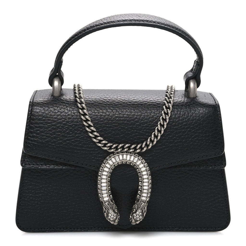 Dollar Calfskin Crystal Mini Dionysus Top Handle Bag Black Crystal