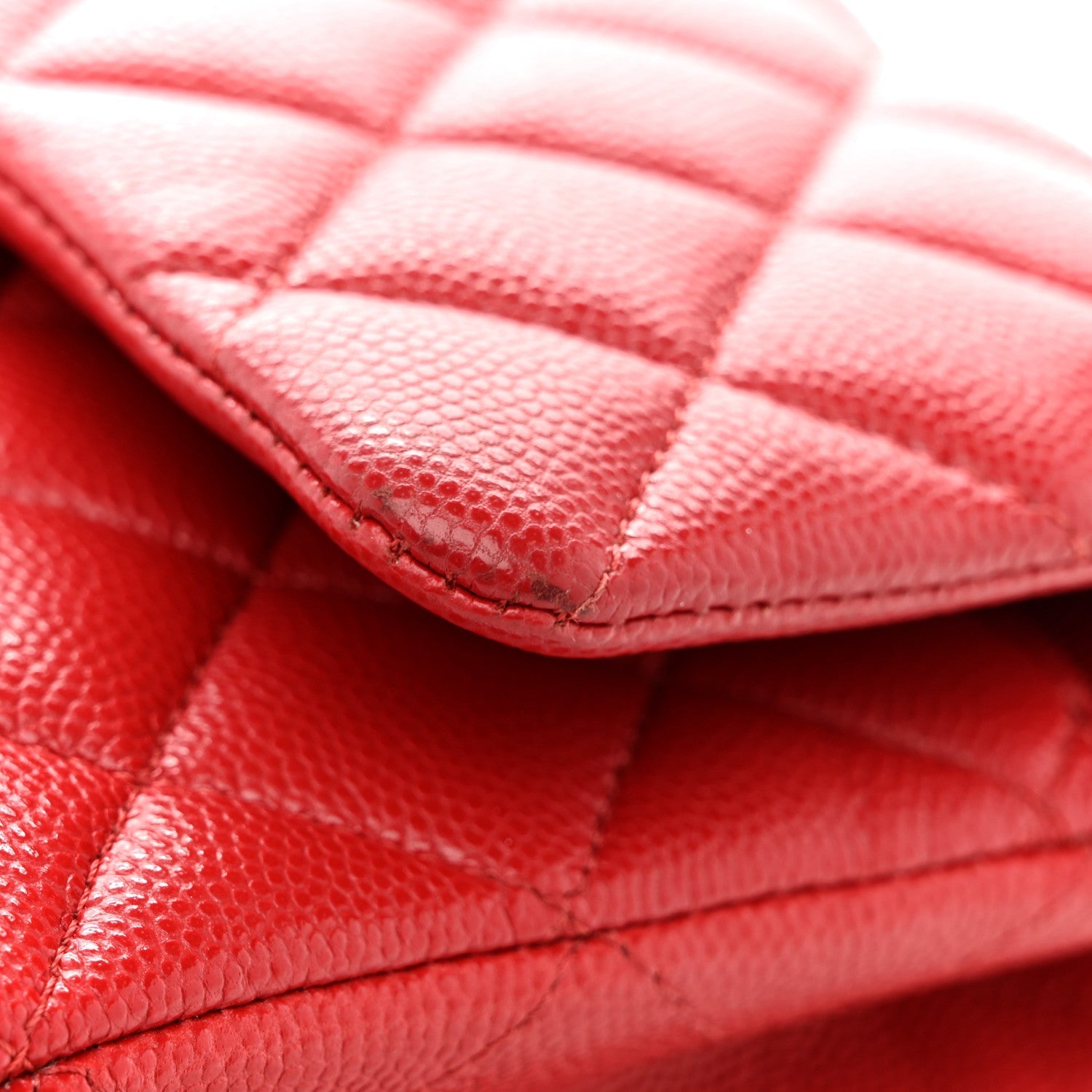 Caviar Quilted Medium Double Flap Red