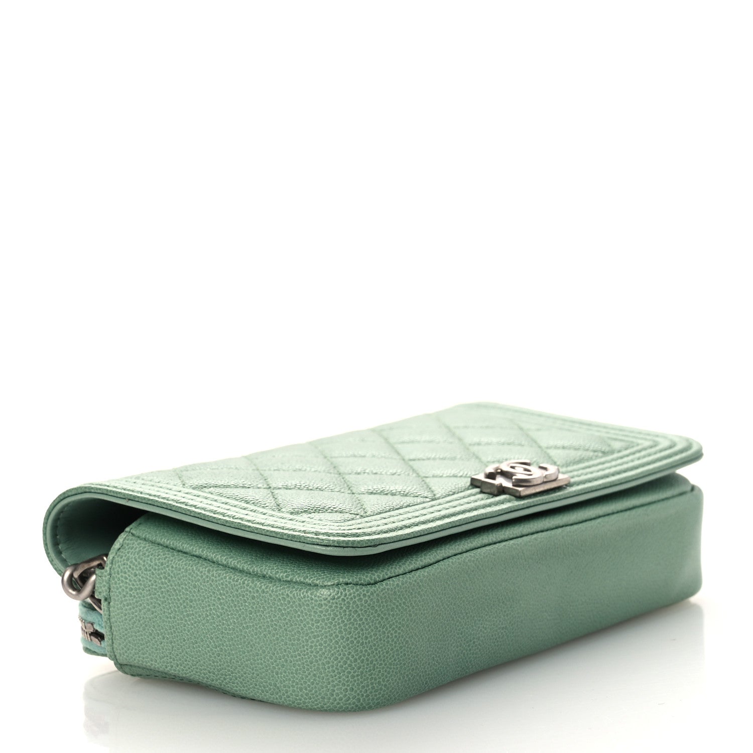 Caviar Quilted Boy Phone Holder Wallet On Chain Green
