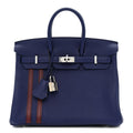 Togo Swift Officier Birkin 25 Bleu Encre Bordeaux
