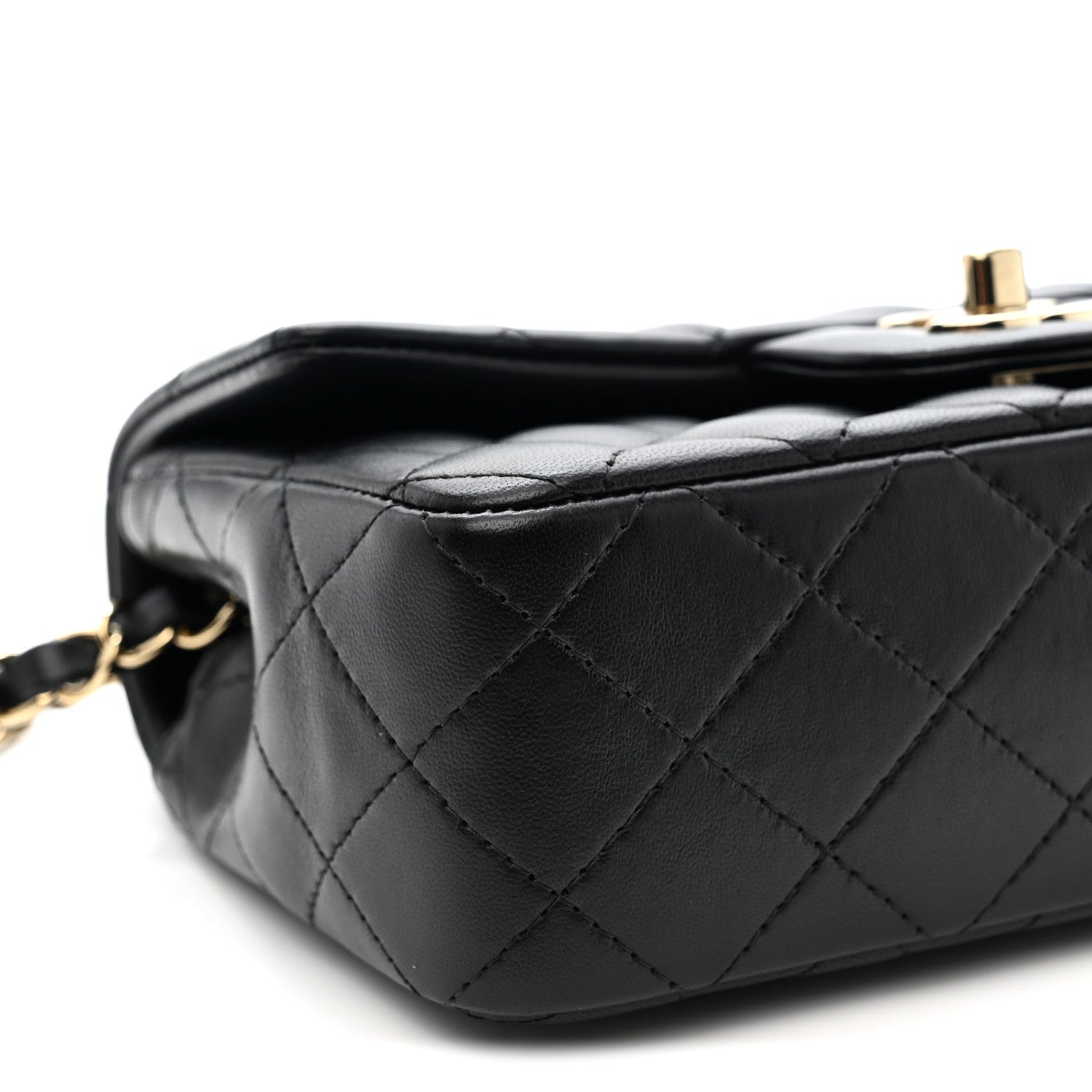 Lambskin Quilted Mini Rectangular Flap Black