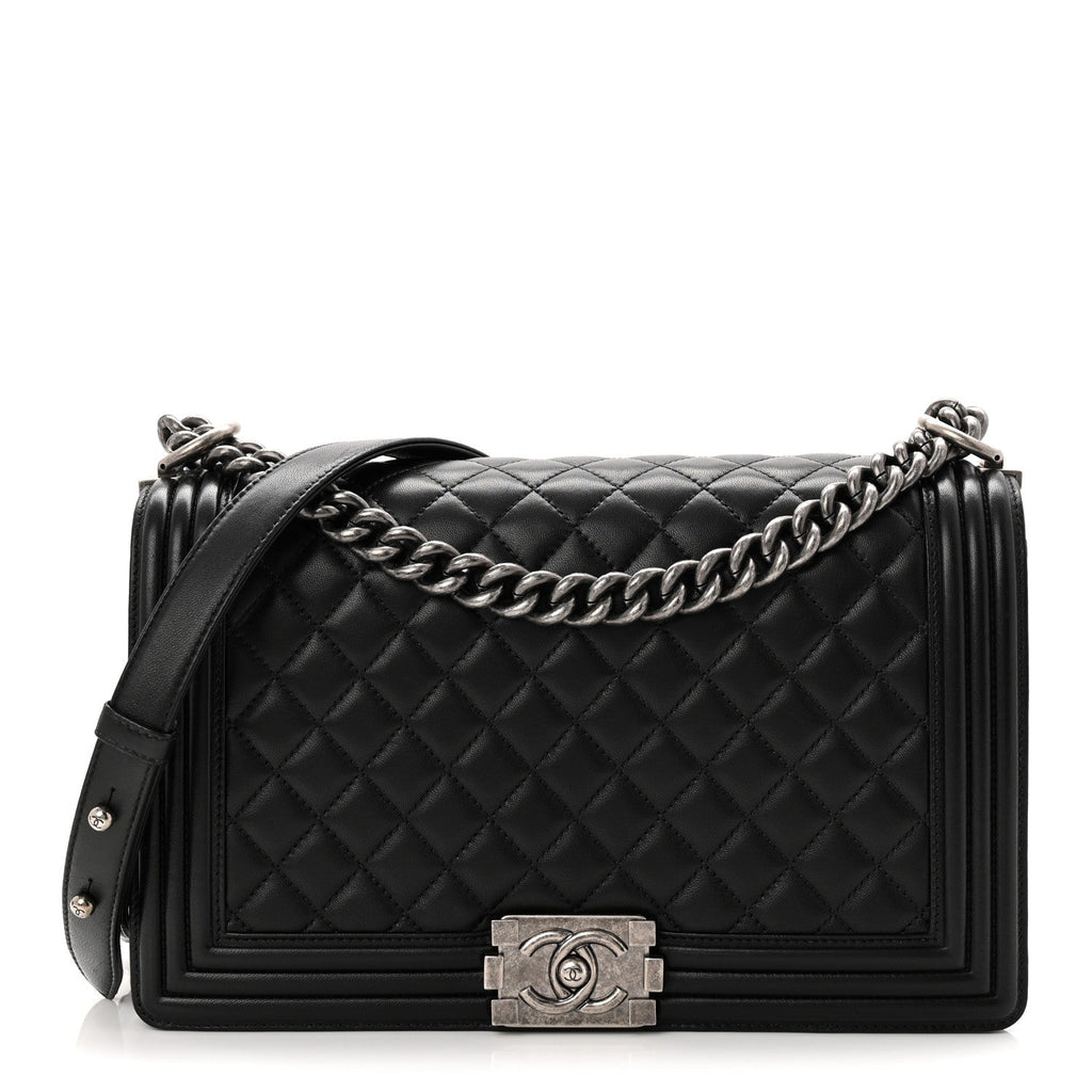 Lambskin Quilted New Medium Boy Flap Black