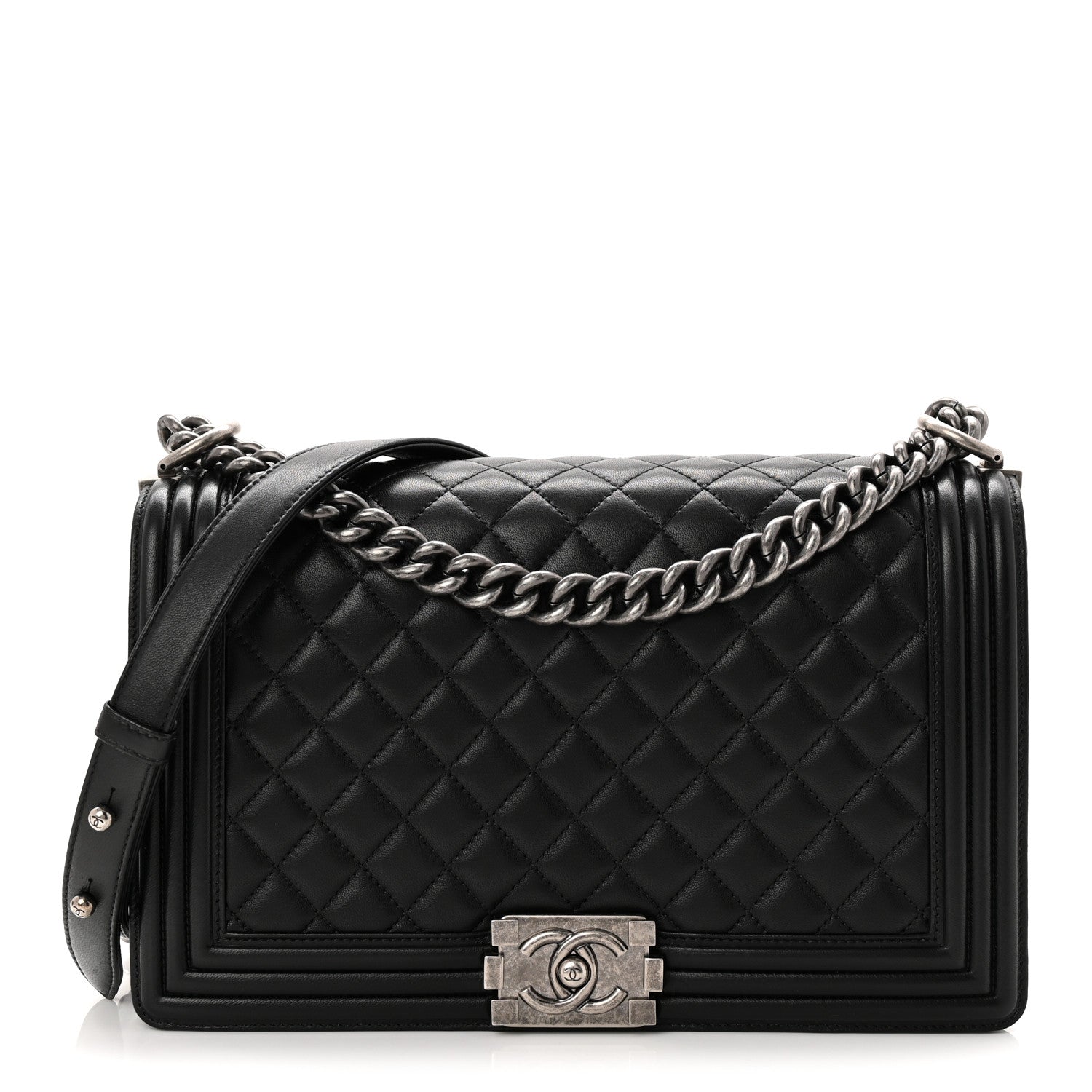 Lambskin Quilted New Medium Boy Flap Black